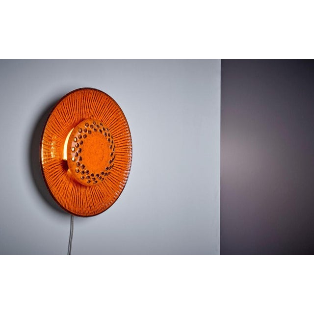 Red Flower Wall Lamp in Ceramics, 1960s For Sale - Image 4 of 8