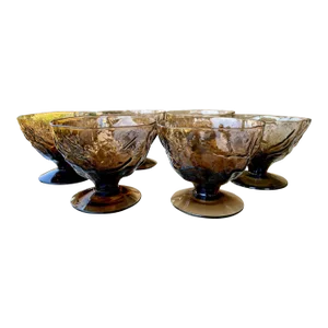 Ca. 1967/1970 Seneca Glass "Driftwood" Casual Footed Dessert Cups – Set of 6