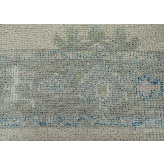 Textile Turkish Oushak Rug Green & Blue Handwoven Wool Rug 3'2" X 6' For Sale - Image 7 of 11