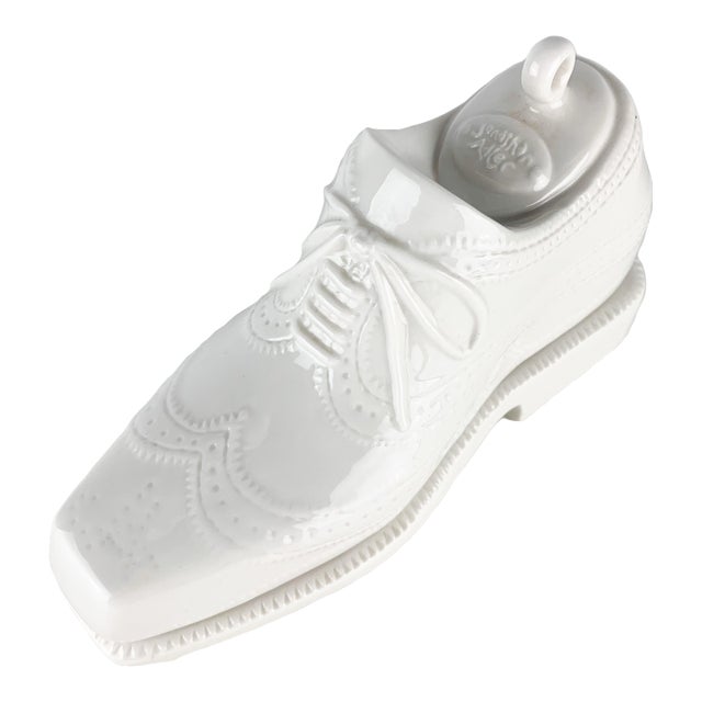 Funky White Ceramic Jonathan Adler Mens Shoe Butter Dish Designer Kitchen Decor For Sale