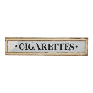 Antique General Store Cigarettes Milk Glass Painted Sign - 53"