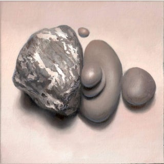 Purity by David Cunningham | Oil on panel Still life of smooth stones on a light background For Sale