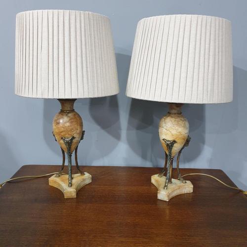 French Alabaster Table Lamps, Set of 2 For Sale - Image 3 of 10