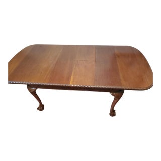 Vintage 1950's Mahogany Chippendale Ball-and-Claw Dining Tale With Nested Folding Leaf For Sale