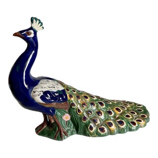 Vintage Mid Century Modern Holland Molds Ceramic Peacock Bird Figurine For Sale