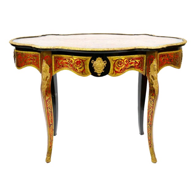 Antique French Continental Bronze Ormolu Mounted Boulle Style Desk/Center Table For Sale