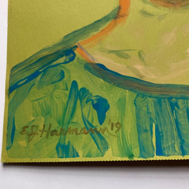 Contemporary Contemporary Original E.J.Hartmann Abstract Male Portrait Painting Signed For Sale - Image 3 of 4