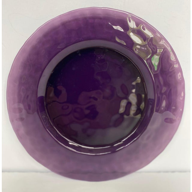 1970s Italian Studio Bormioli Rocco Purple Art Glass Salad Plates Set