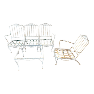 Beautiful Vintage Wrought Iron Woodard Conversation Set, Attributed