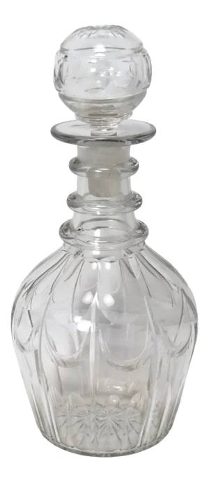 Antique Hand Cut Crystal Liquor Decanter Circa Mid 19th Century.
