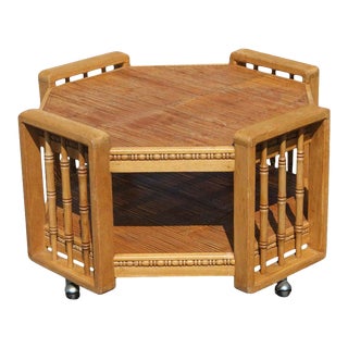 Vintage Split Bamboo Two Tier Coffee Table For Sale