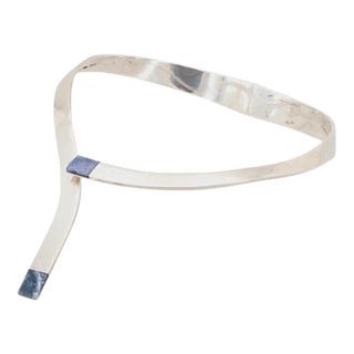 Modernist Mexican Sterling Blue Sodalite Hinged Collar Necklace For Sale