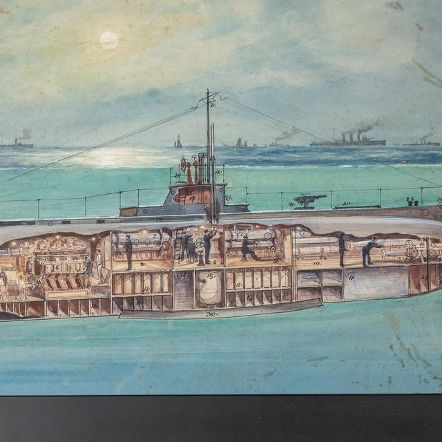 Charles John De Lacy, Warship Illustrations, Late 19th or Early 20th Century, Oil Paintings on Board, Framed, Set of 2 For Sale - Image 10 of 15