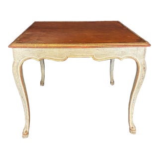 French 19th Century Leather Top Embossed Table With Hoof Feet For Sale
