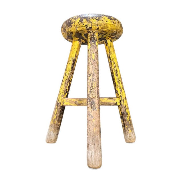 Primitive Wooden Tripod Stool / Height 52 Cm For Sale - Image 16 of 18