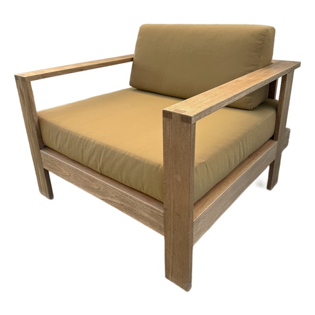 Williams-Sonoma Home Outdoor Teak Wood Lounge Chair For Sale