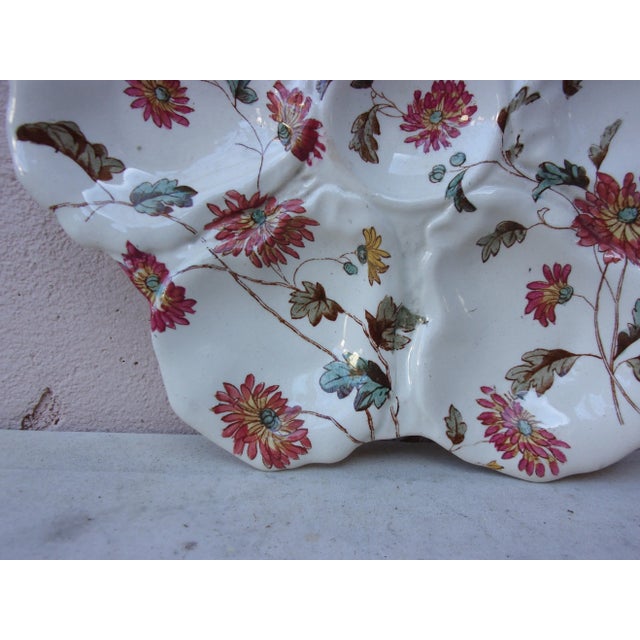 Victorian C.1890 English Oyster Plate With Flowers Adderley For Sale - Image 3 of 10