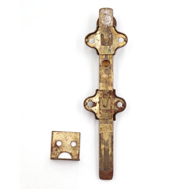Vintage 6 In. Brass Plated Steel Surface Door Bolt For Sale - Image 6 of 6