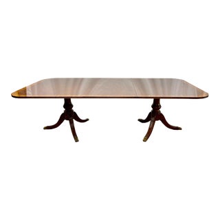 Vintage Federal Style Banded Mahogany & Satinwood Dining Table For Sale