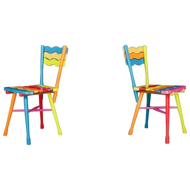 Mid-Century French Folk Art Painted Beechwood Chairs, France, 1960s, Set of 2 For Sale - Image 13 of 13