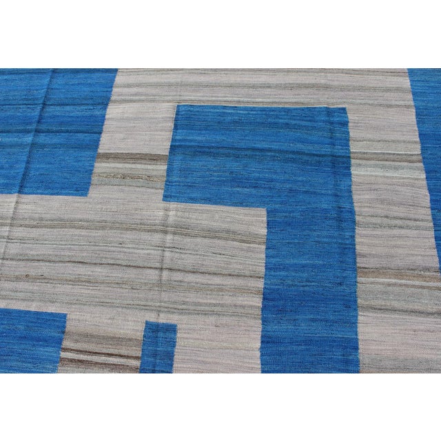Modern Kilim Rug by Keivan Woven Arts, Cobalt Blue & Gray, 8'3" X 11" For Sale - Image 9 of 12