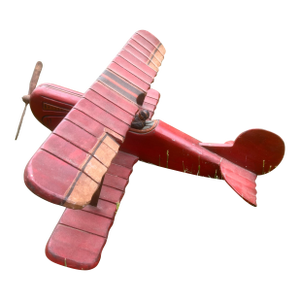 Early 1900‘s Wooden “Red Baron” Toy Bi-Plane Airplane, Collector’s Item.