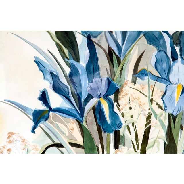 "Blue Irises" Framed Watercolors by Artist Lydia Delgado, Laguna Beach, Ca. For Sale In Los Angeles - Image 6 of 7