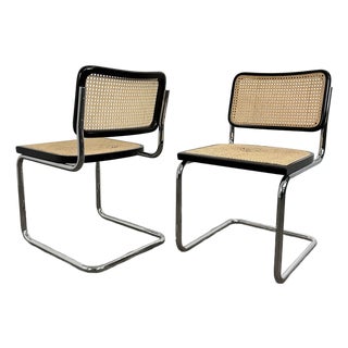 Pair of Marcel Breuer Style Cesca Cantilever Dining Chairs For Sale