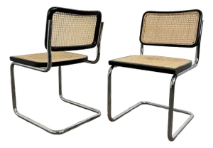 Pair of Marcel Breuer Style Cesca Cantilever Dining Chairs