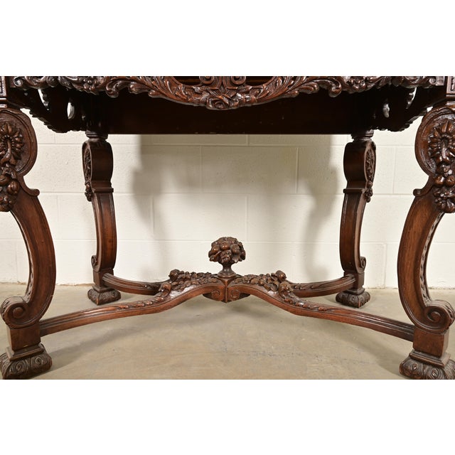 Antique French Renaissance Revival Carved Walnut Bookcase or Bar Cabinet, Circa 1890s For Sale - Image 11 of 15
