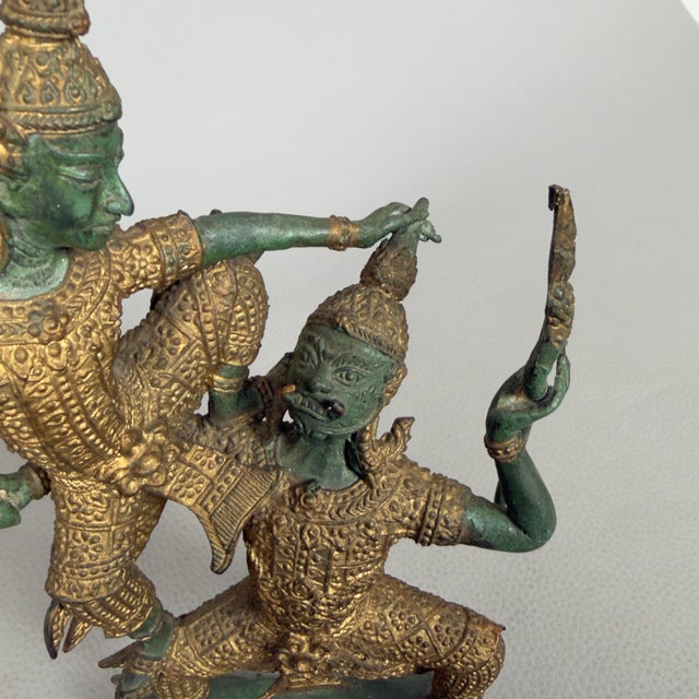Gold Gilded Bronze Rama Antagonist Sculpture, Early 20th Century For Sale - Image 8 of 13