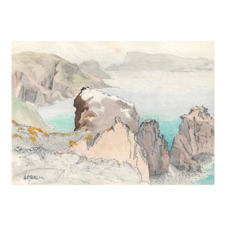 Ivy Attwell Coastal Watercolor For Sale