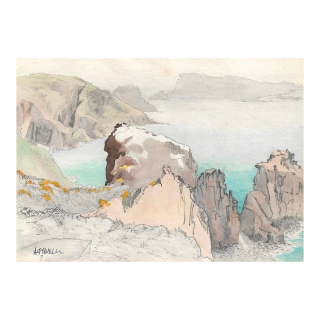 Ivy Attwell Coastal Watercolor For Sale