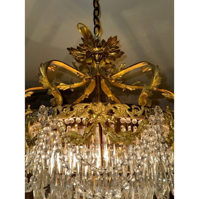 19th Century 19th French Louis XV Gilt Bronze and Crystal Chandelier For Sale - Image 5 of 5
