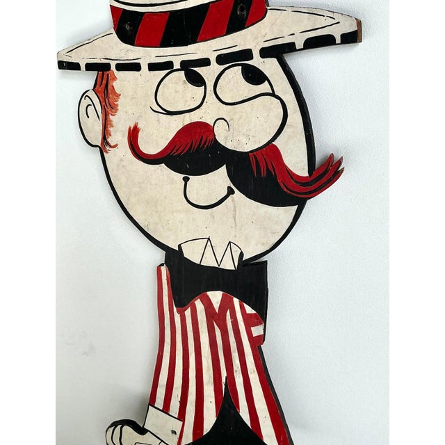 Wood Vintage Boho Life Size Wooden Character Sign For Sale - Image 7 of 9