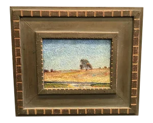 Mid 20th Century Rustic Landscape Oil Painting by Olin Herman Travis, Framed