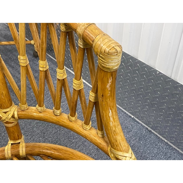 Vintage McGuire Rattan Barrel Chairs on Casters – Set of 4 For Sale - Image 11 of 12