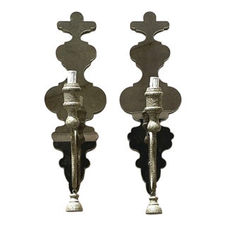 Vintage Mirrored Glass Sconces - Pair For Sale
