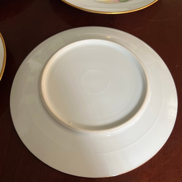 Ceramic Vintage Hand Painted Plates Feature Roses Signed by Artist, Set of Four For Sale - Image 7 of 12