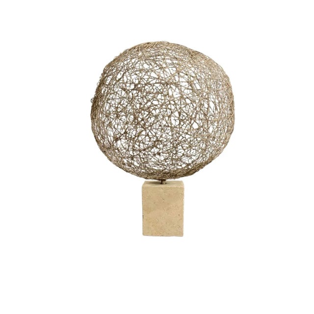 Platinum Large One-of-Kind Vintage Wire Sphere Sculpture by ScottDonadio (21”) For Sale - Image 8 of 9