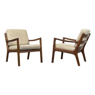 Senator Lounge Chairs in Teak and Wool by Ole Wanscher for Cado, 1960s, Set of 2 For Sale