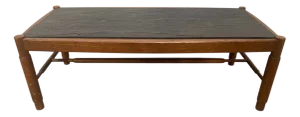Oak and Slate Top Coffee Table, 20th Century