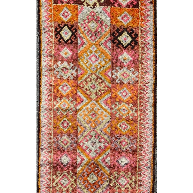 Tribal Turkish Runner With Colorful All-Over Diamond Design For Sale - Image 4 of 6