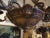 This is a six iron arms with tole bobeches ( US wired ) carved wood chandelier from France . Acanthus leaf design on the...