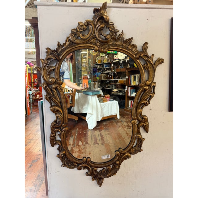 Rococo Mid 20th Century Ornate Rococo-Style Gilt Mirror For Sale - Image 3 of 6