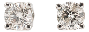 Unisex 14k White Gold 0.44ctw Round Diamond Screw Back Petite Stud Earrings, A Pair
