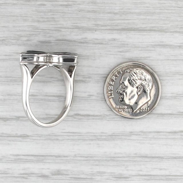 2010s 0.35ctw Diamond Ceramic Flower Cocktail Ring 14k White Gold Size 7.25 For Sale - Image 5 of 8
