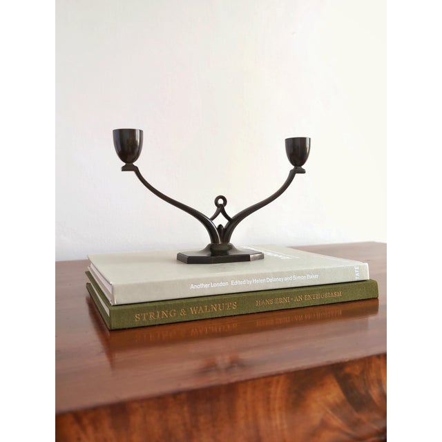 Mid-Century Modern Art Deco Bronze Candelabra from Just Andersen, 1930s For Sale - Image 3 of 17