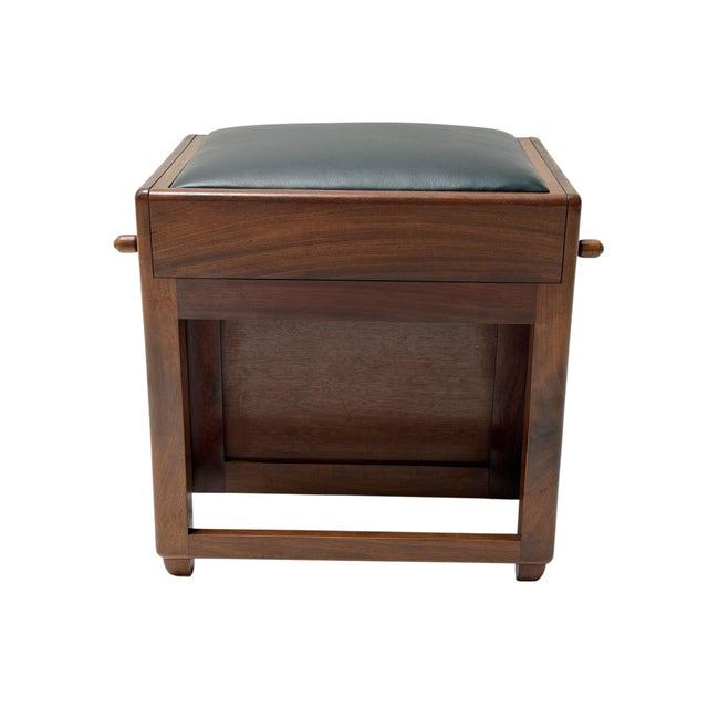 Art Deco Amsterdamse School Stool with Adjustable Leather Seat, 1920s For Sale - Image 12 of 14