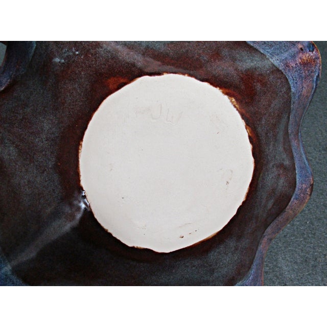 Brown Signed Jw Hand-Built Studio Pottery Wavy Bowl For Sale - Image 8 of 8